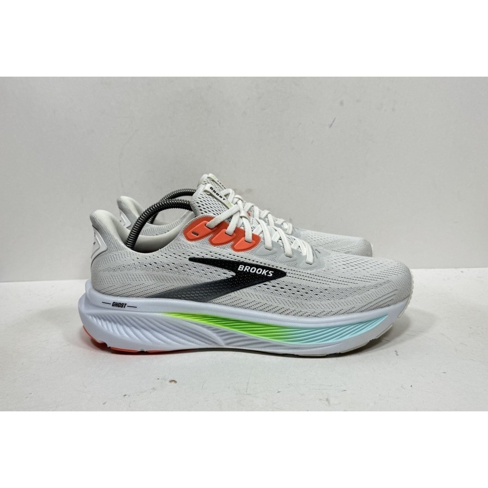 Brooks Ghost 17 White Pink Gecko 1104421D112 Running Sneaker Men's Size 10 Shoes